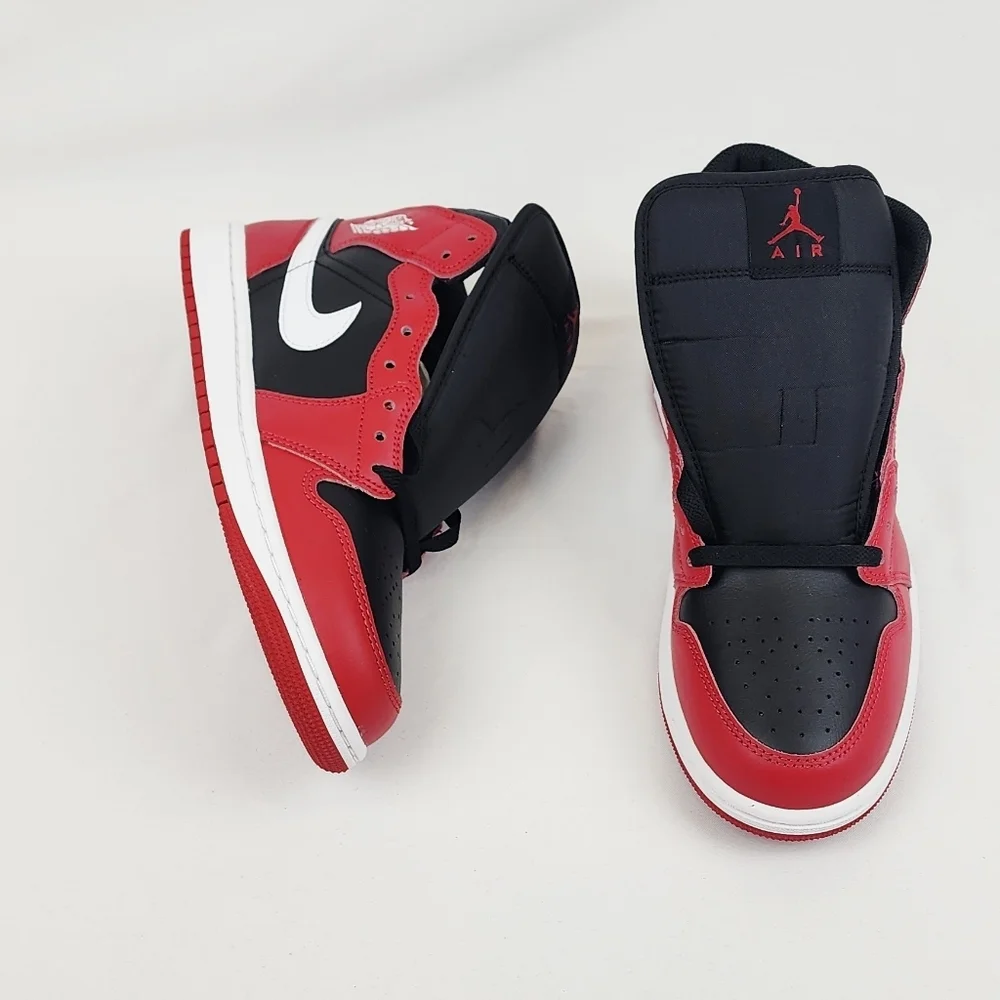 Air Jordan 1 Mid Sneakers Black/Gym Red/White